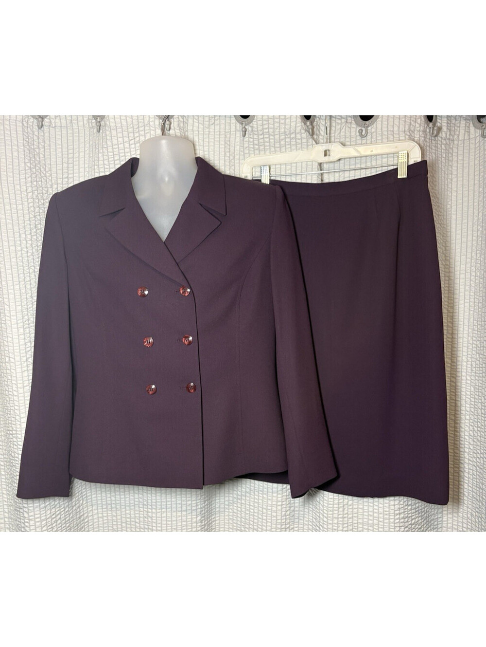 Kasper DILLARD'S Womens Size 12 Plum Purple 2 PC Skirt Suit Double Breasted